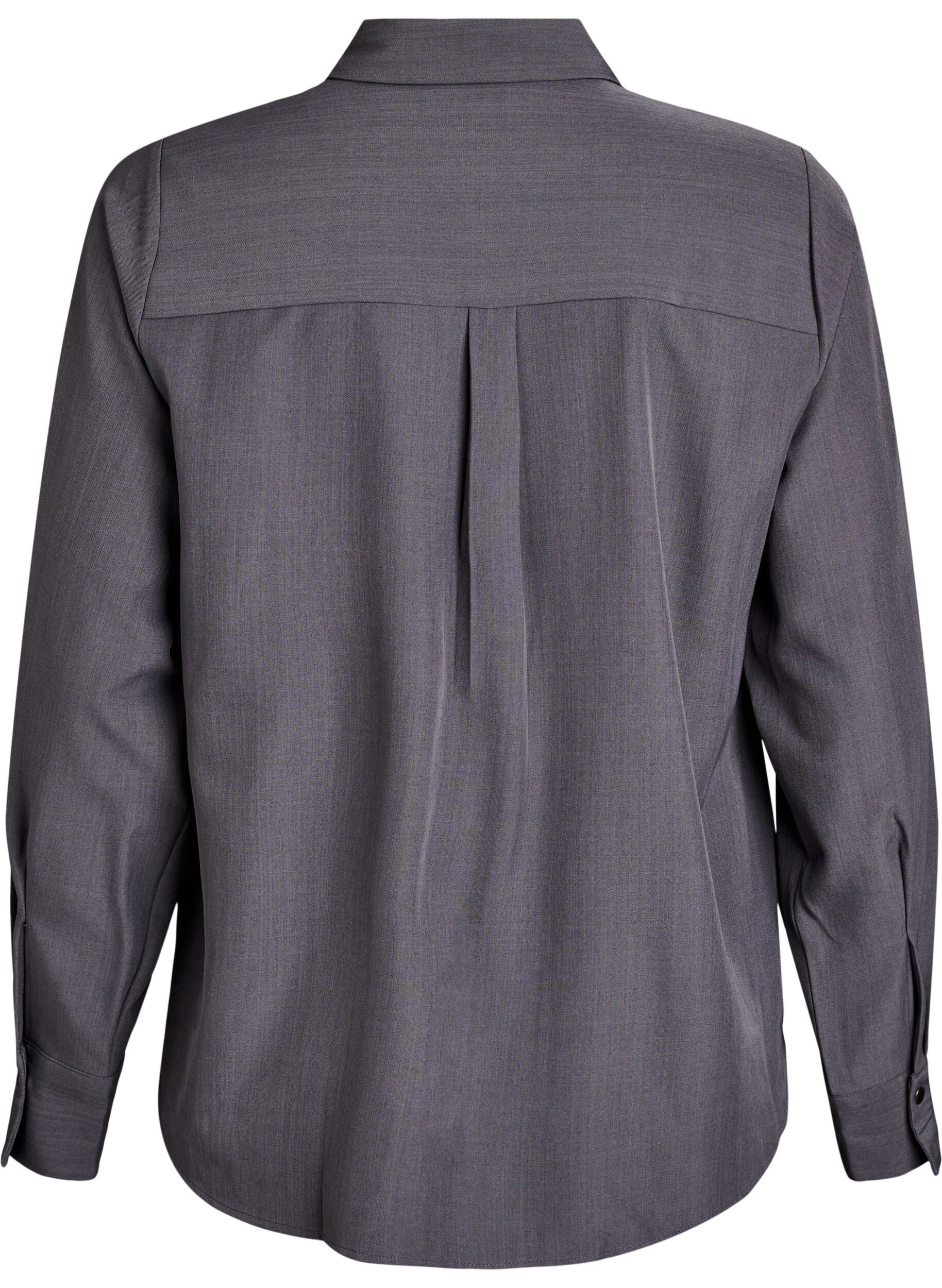 Zizzi Chemise avec col et boutons-pression, Gris, Packshot image number 1