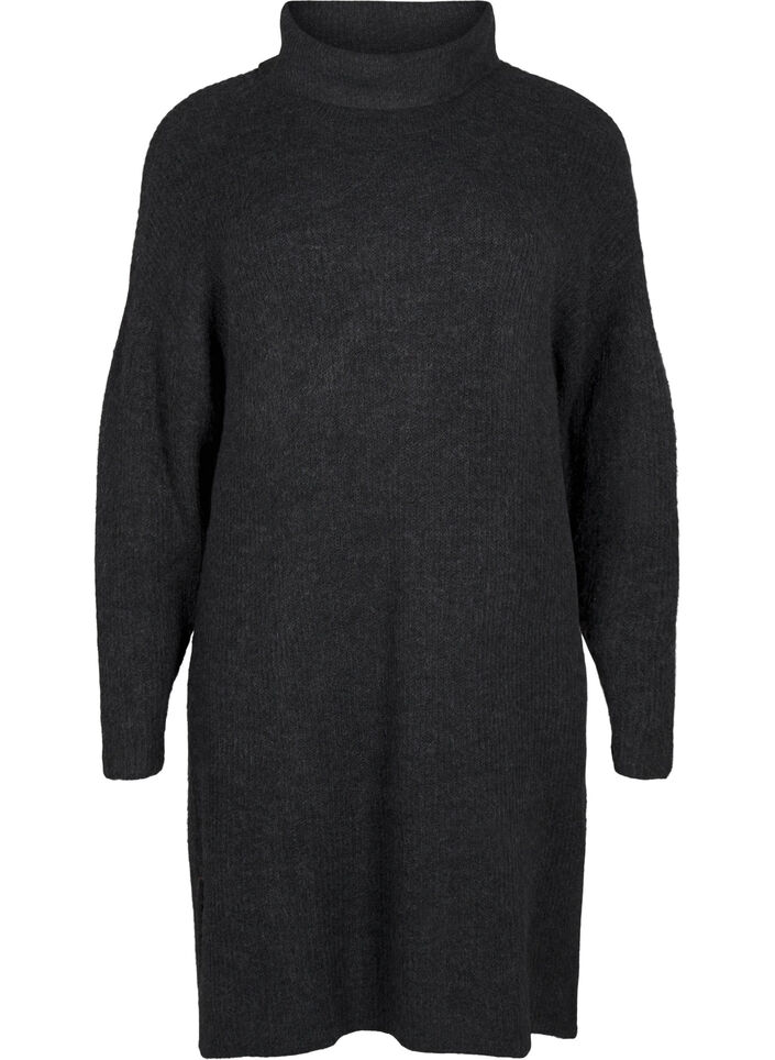 Robe en tricot et &agrave; col roul&eacute;, Gris anthracite, Packshot image number 0
