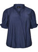 Blouse en m&eacute;lange de viscose froiss&eacute; avec un col en V, Bleu, Packshot image number 0