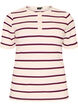 T-shirt c&ocirc;tel&eacute; &agrave; rayures et d&eacute;tail boutonn&eacute;, Violet, Packshot image number 0