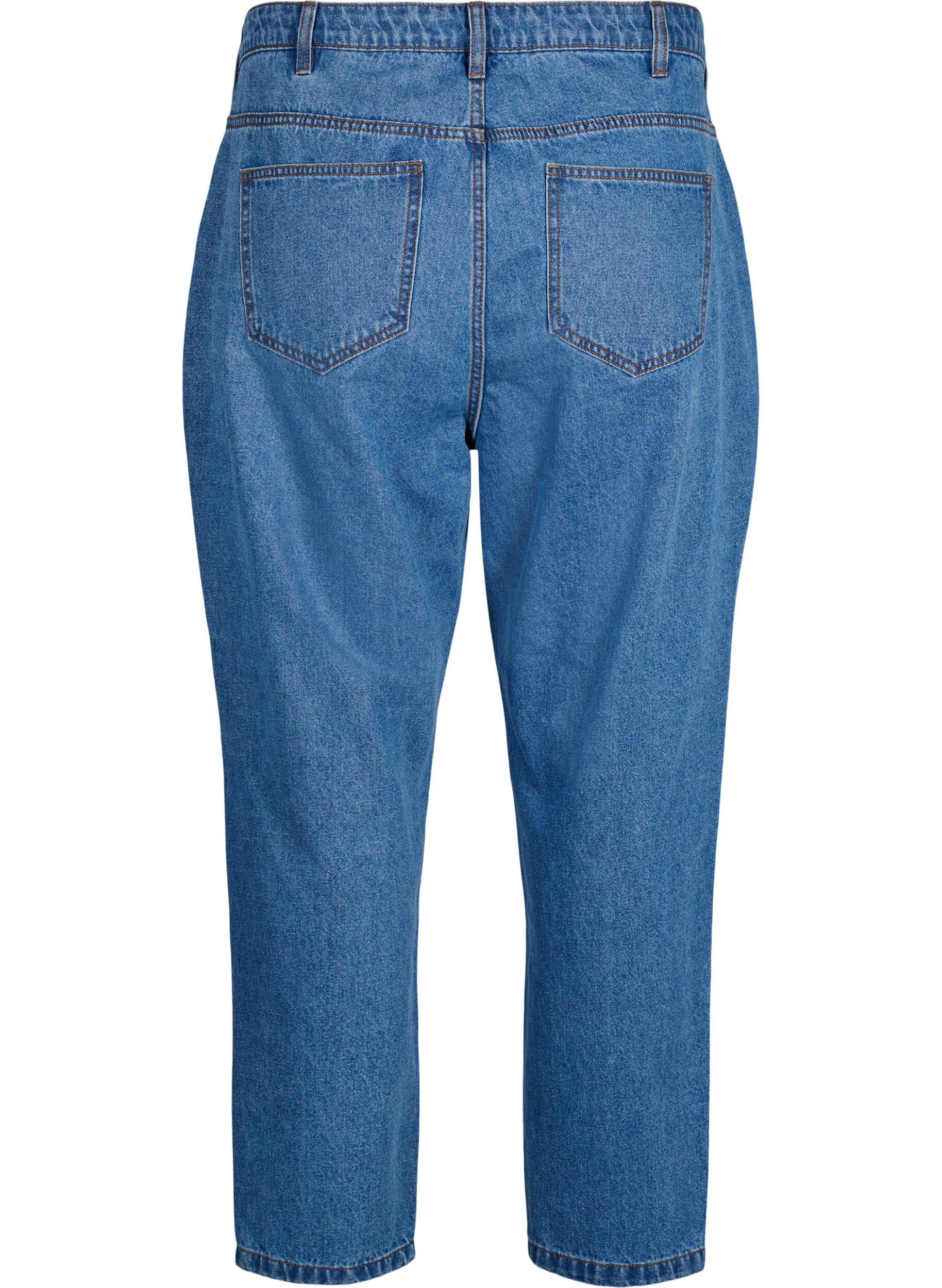 Zizzi Jean Mille coupe mom avec blocs de couleurs contrast&eacute;es et taille haute, Light Blue Denim, Packshot image number 1