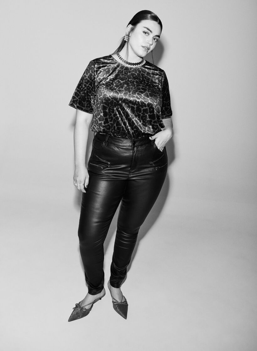 Jean enduit Amy avec fermeture éclair, Noir, Image image number 0