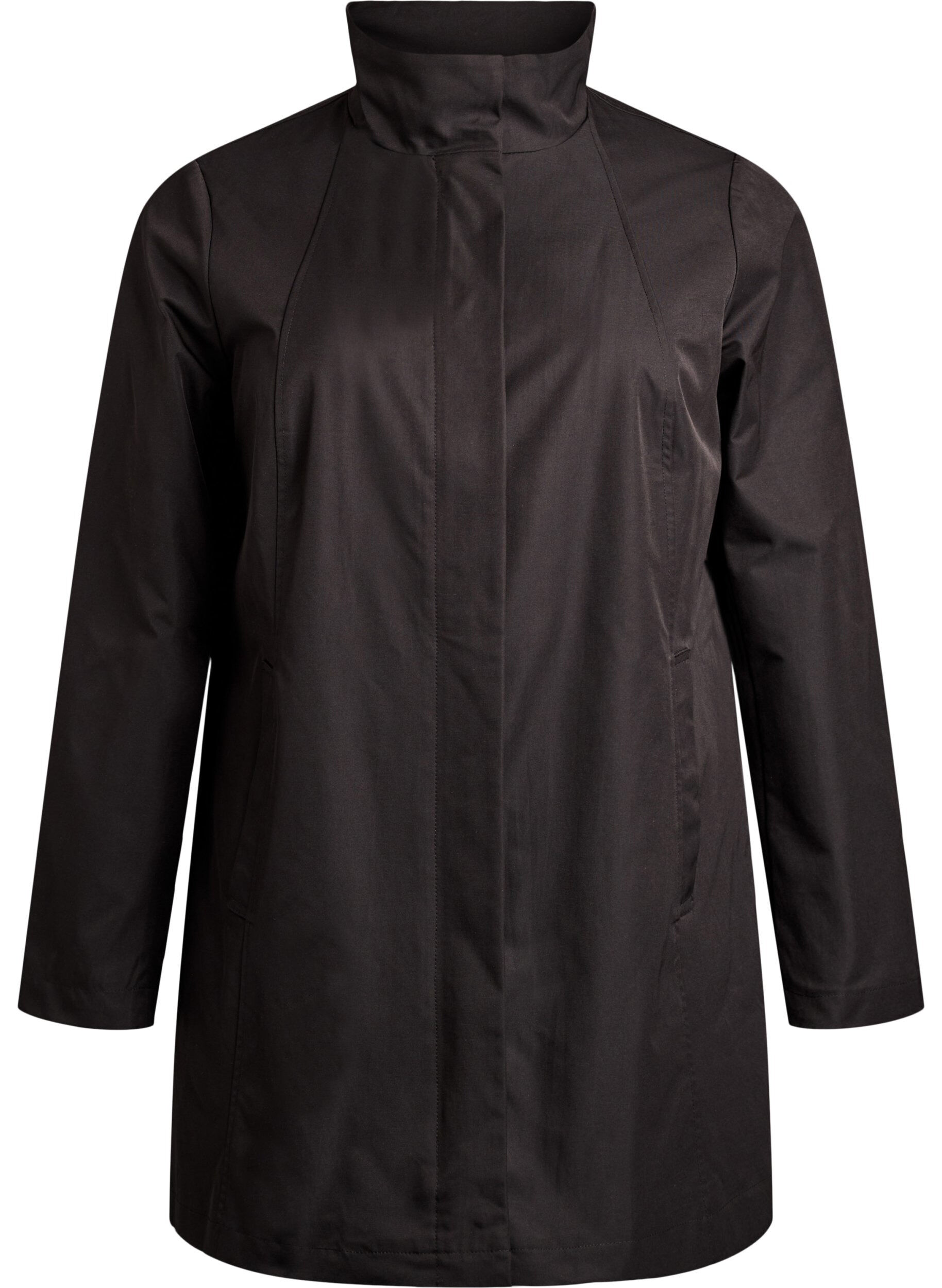 Zizzi Veste de mi-saison avec poches et col montant, Noir, Packshot image number 0