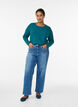 Top basic en jersey avec manches longues, Vert fonc&eacute;, Model image number 1