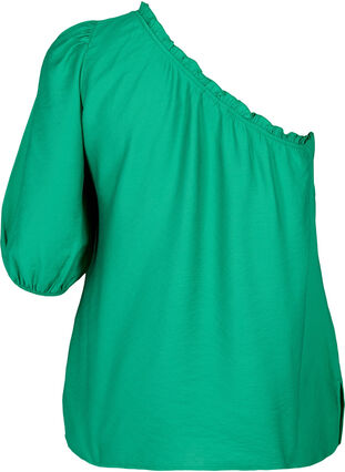 blouse à une épaule en viscose, Deep Mint, Packshot image number 1