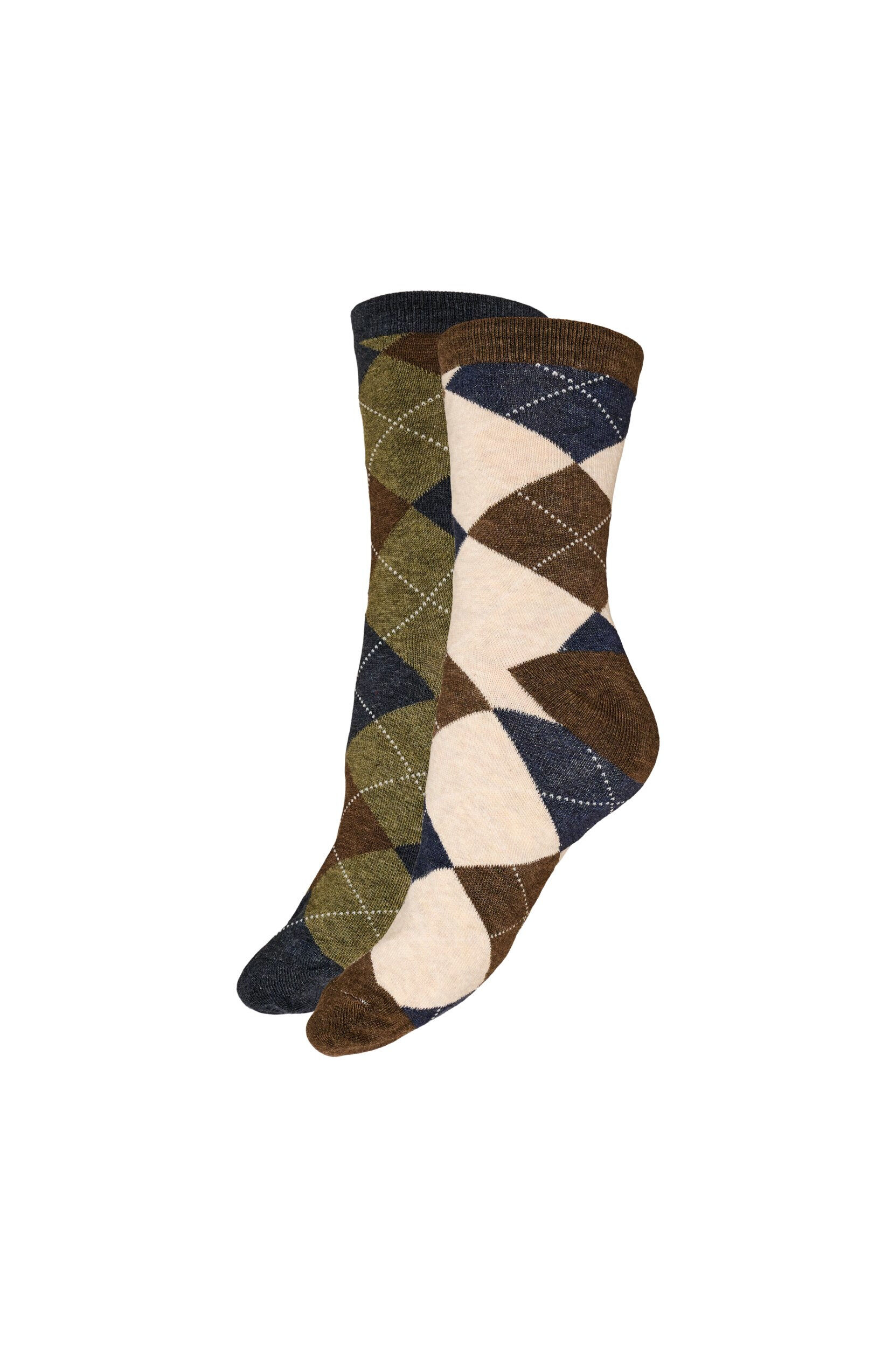 ZizziLot de 2 paires de chaussettes &agrave; motif arlequin, Marron, Packshot image number 0