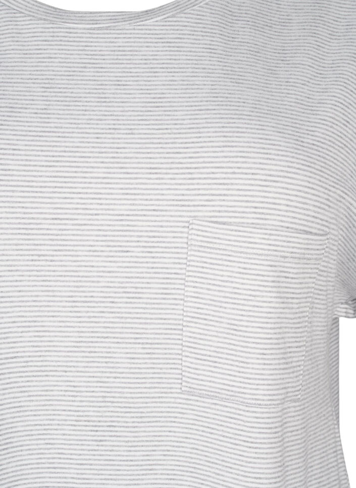 Chemise de nuit rayée à manches courtes, Gris clair, Packshot image number 2