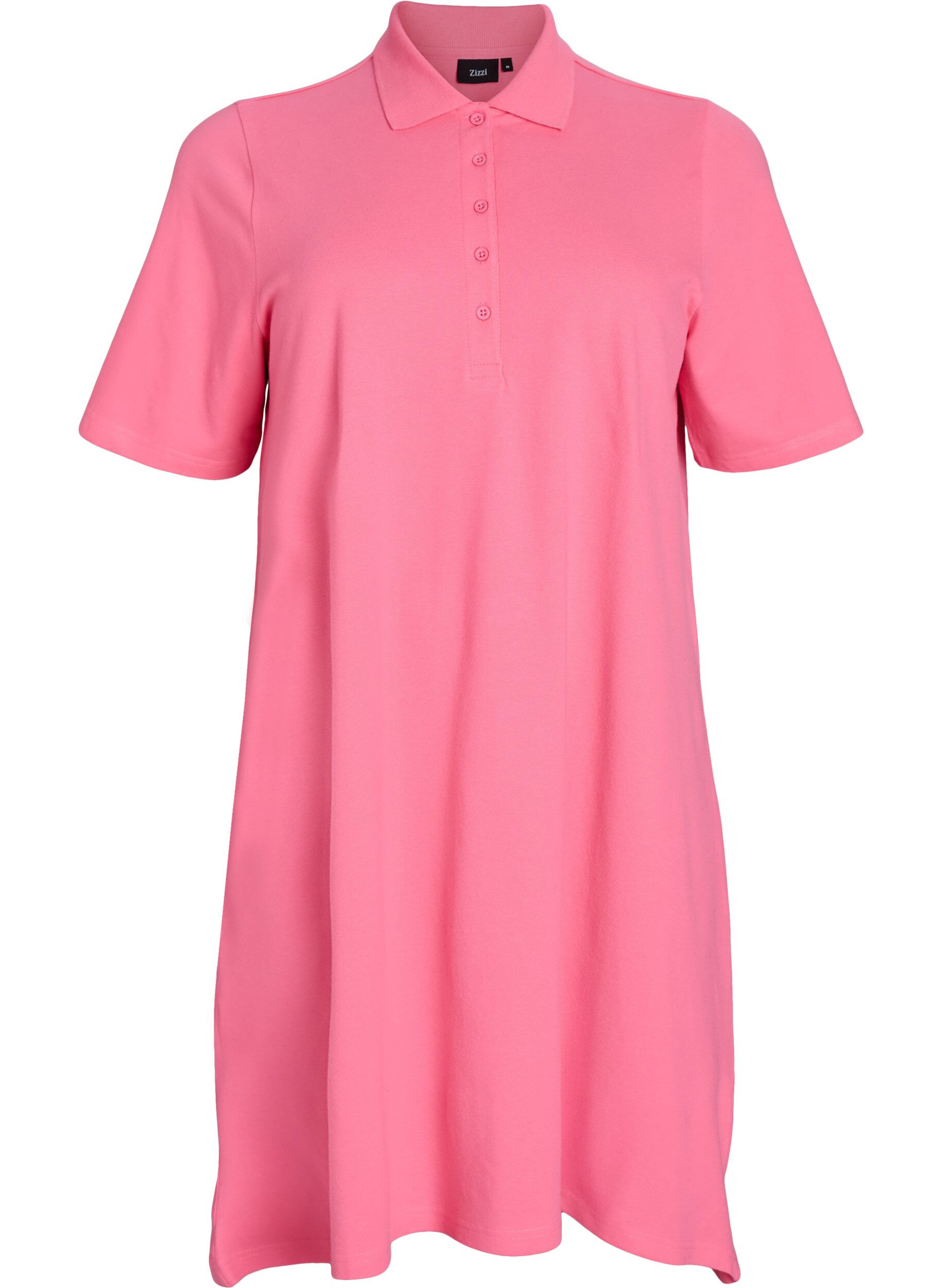 Zizzi Robe polo courte en trap&egrave;ze, Rose, Packshot image number 0