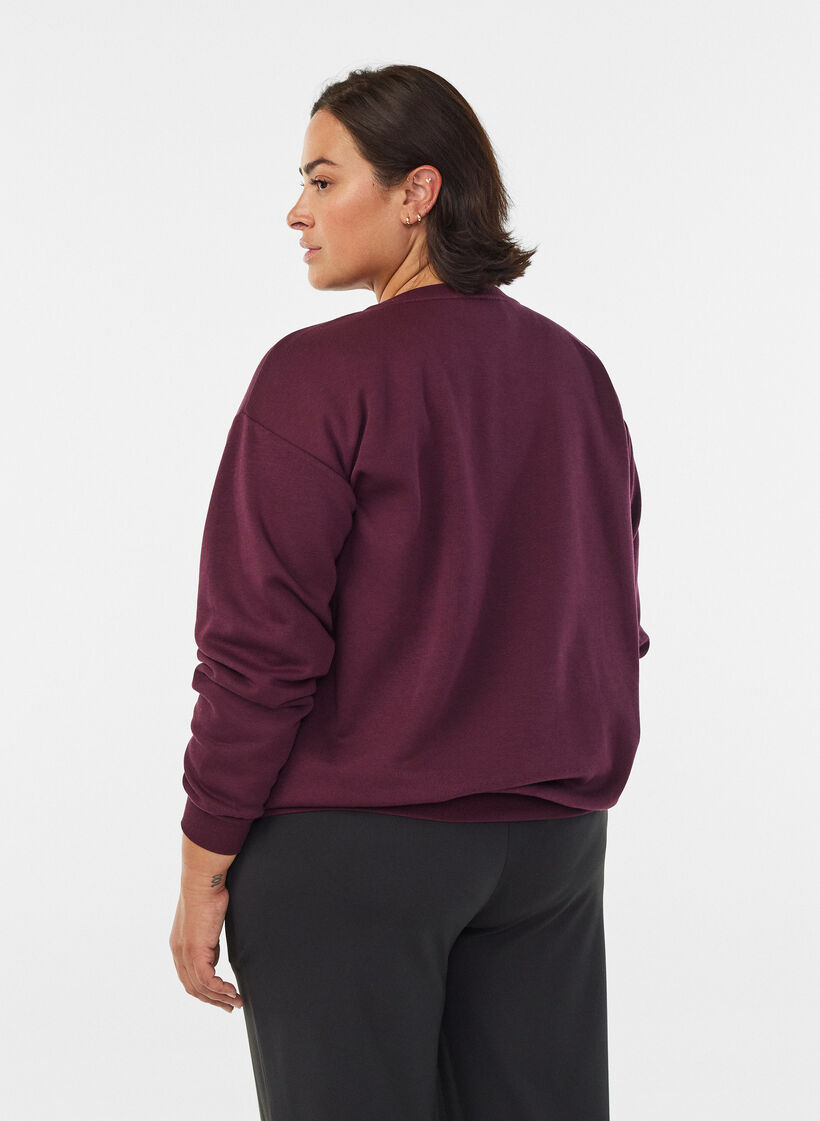 Sweat-shirt avec imprim&eacute; texte, Bordeaux, Model image number 2