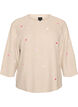 Blouse en maille avec de petits motifs brod&eacute;s, Beige, Packshot image number 0