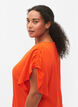 Blouse à manches courtes avec des plis., Orange.com, Model image number 2