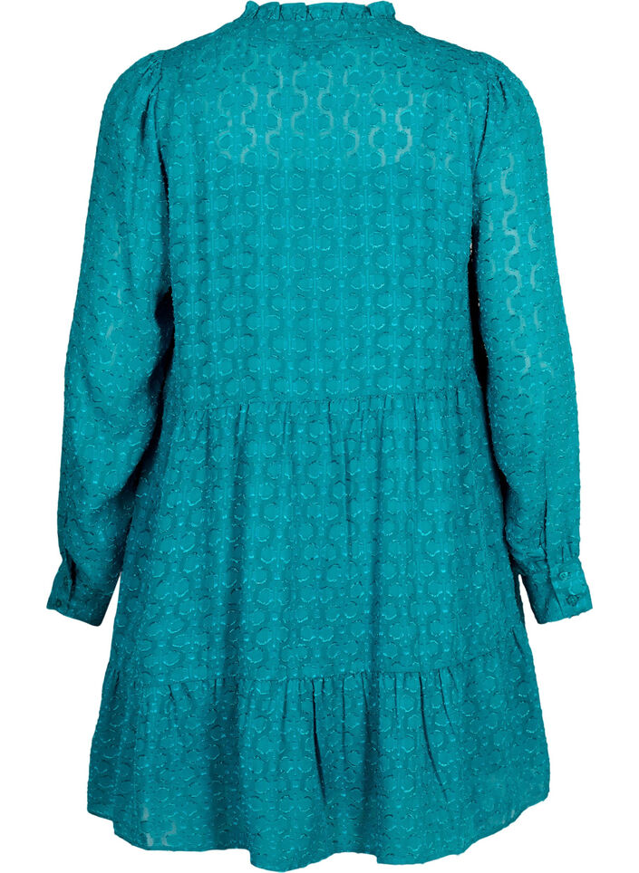 Robe en jacquard avec col à volants, Deep Lake, Packshot image number 1