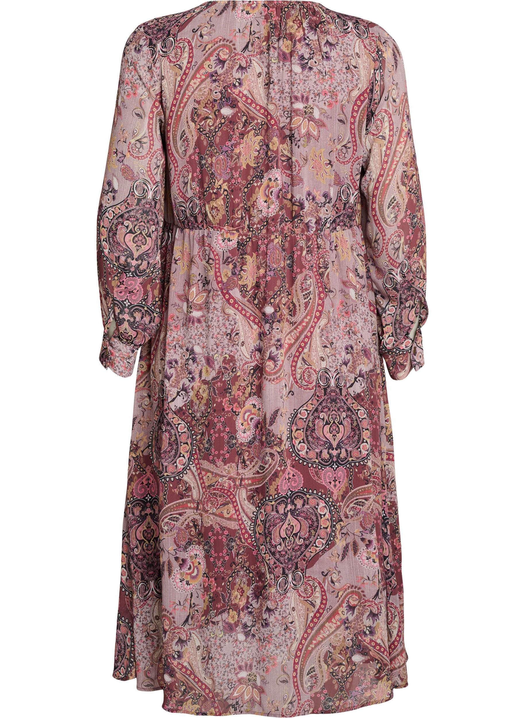 ZizziRobe midi &agrave; imprim&eacute; cachemire et taille &eacute;lastique, Violet, Packshot image number 1