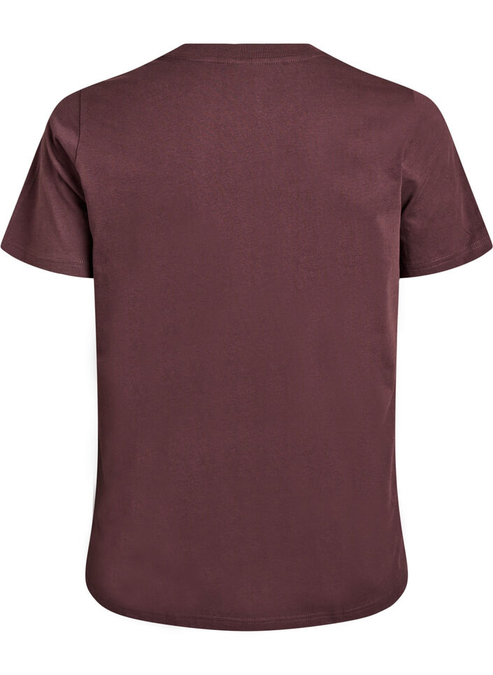 T-shirt basique en coton &agrave; col rond, Marron, Packshot image number 1