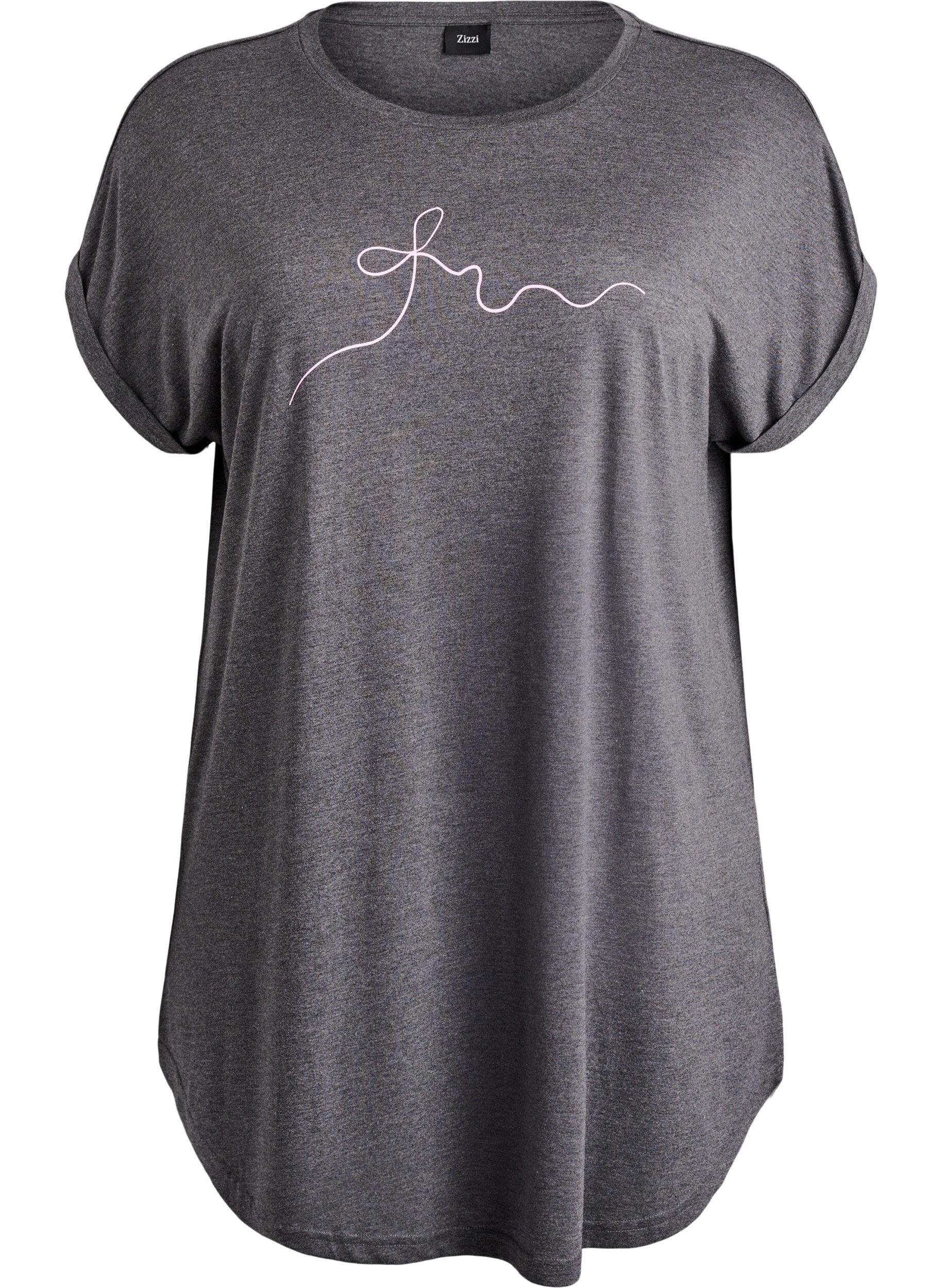 Zizzi Chemise de nuit &agrave; manches courtes avec imprim&eacute; texte, Noir, Packshot image number 0