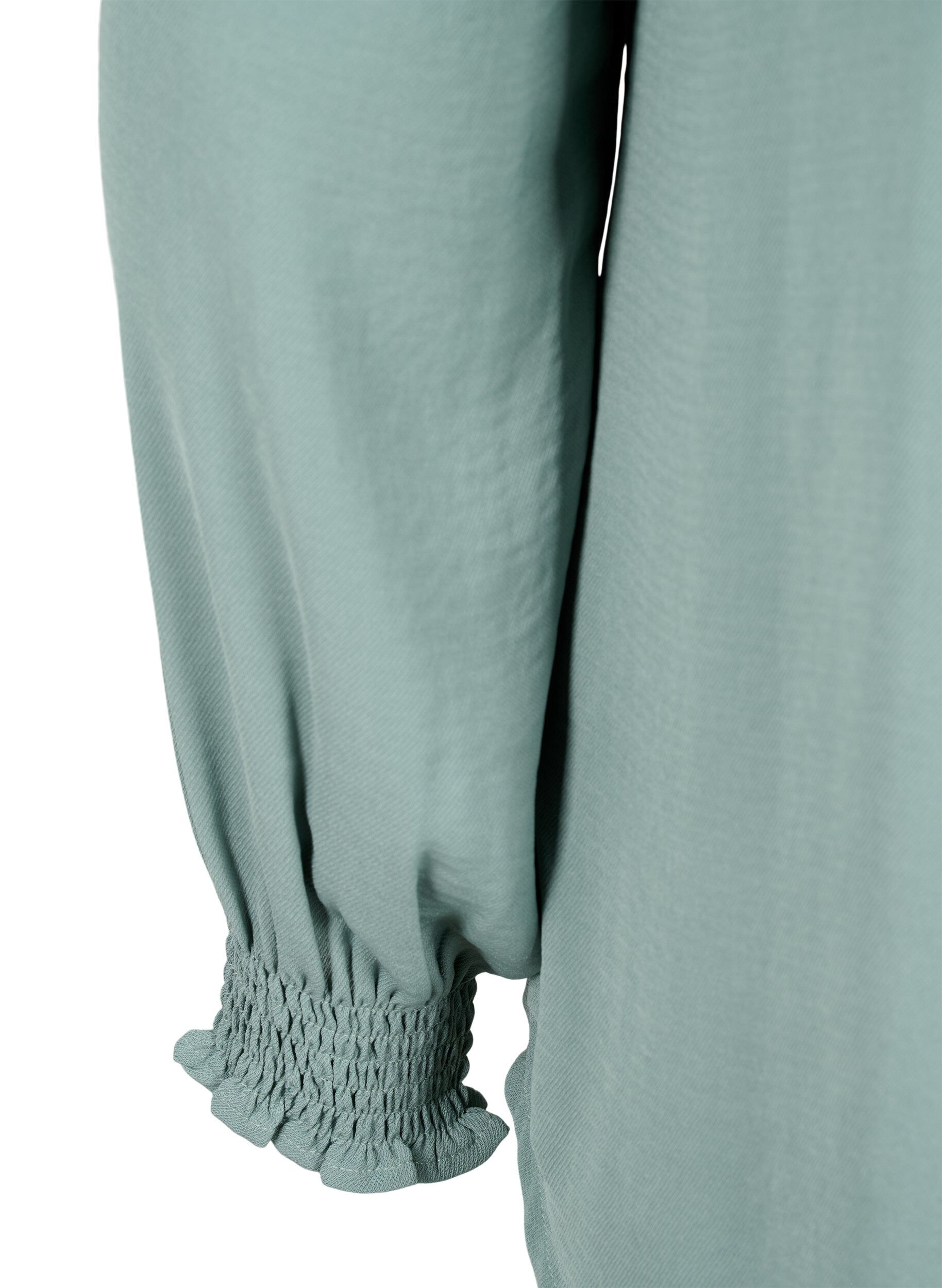 Zizzi Blouse avec smocks et d&eacute;collet&eacute; en V, Chinois Green, Packshot image number 3