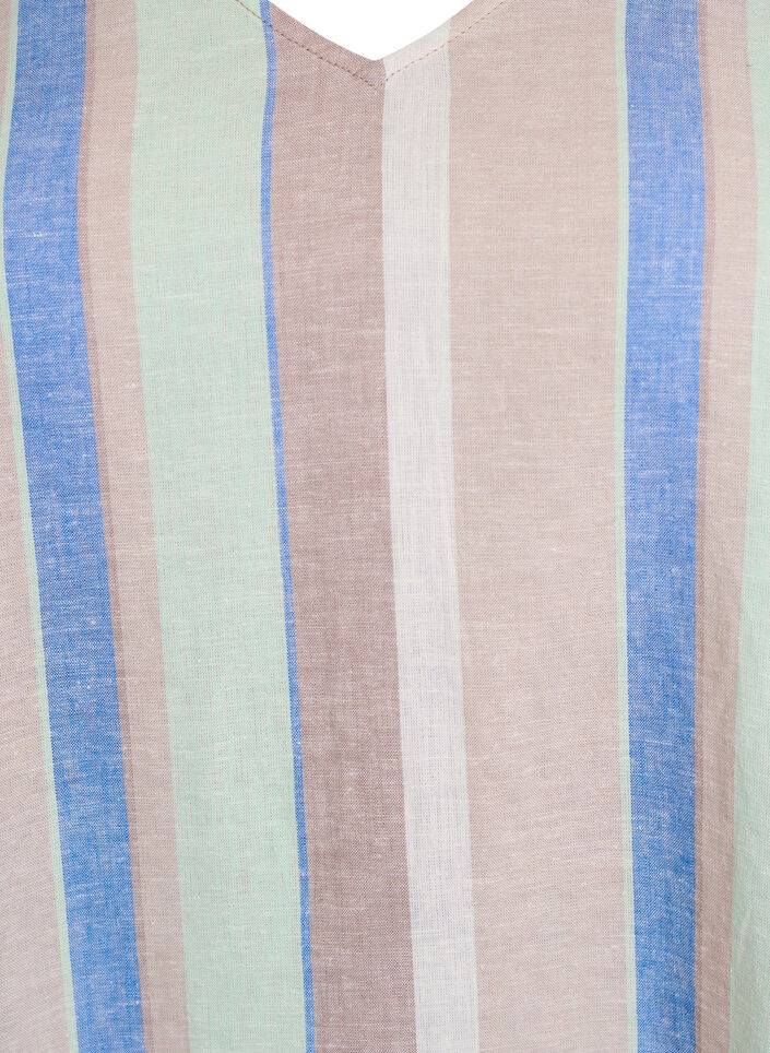 Robes courtes en lin et viscose &agrave; manches 3/4, Bleu, Packshot image number 2