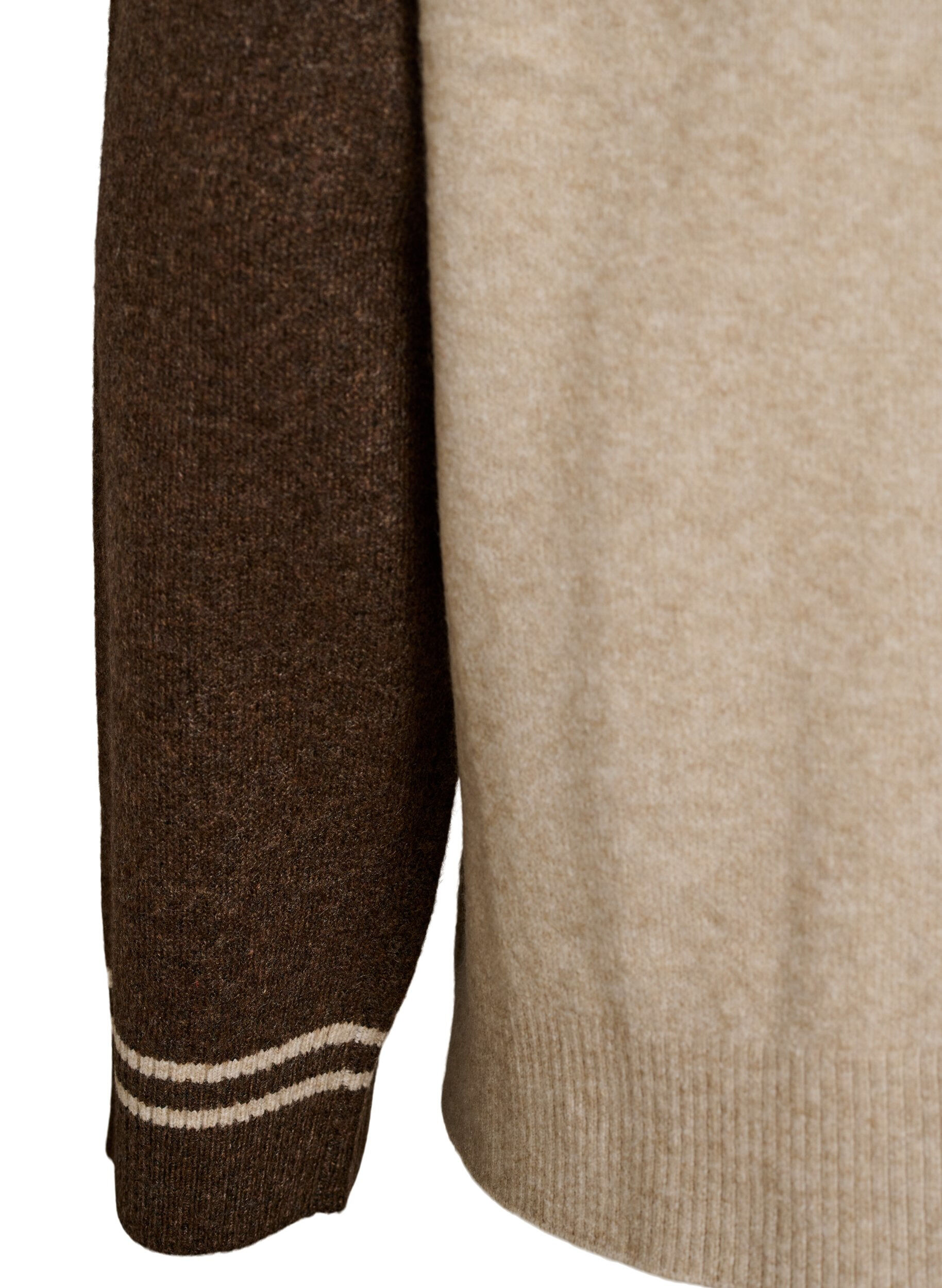 ZizziCardigan avec manches et col contrastants, Beige, Packshot image number 3
