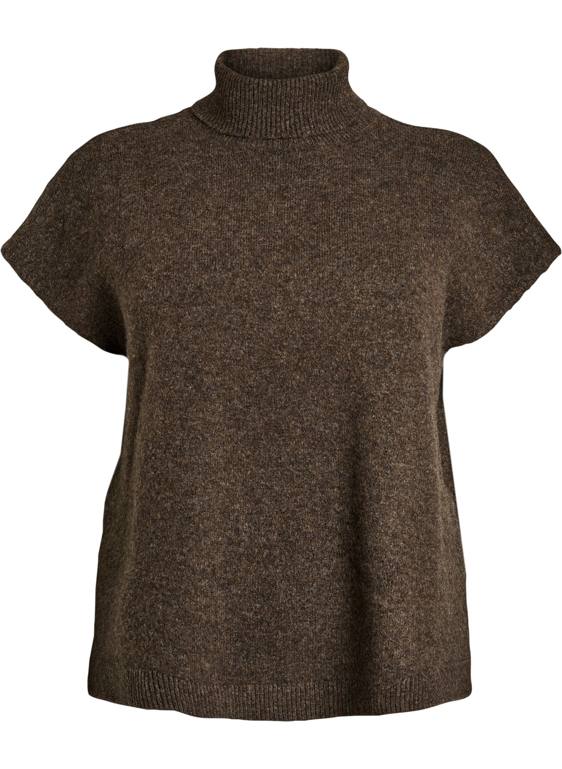 ZizziGilet en maille &agrave; col roul&eacute;, Marron, Packshot image number 0