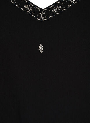 Haut à fines bretelles réglables et perles, Black, Packshot image number 2