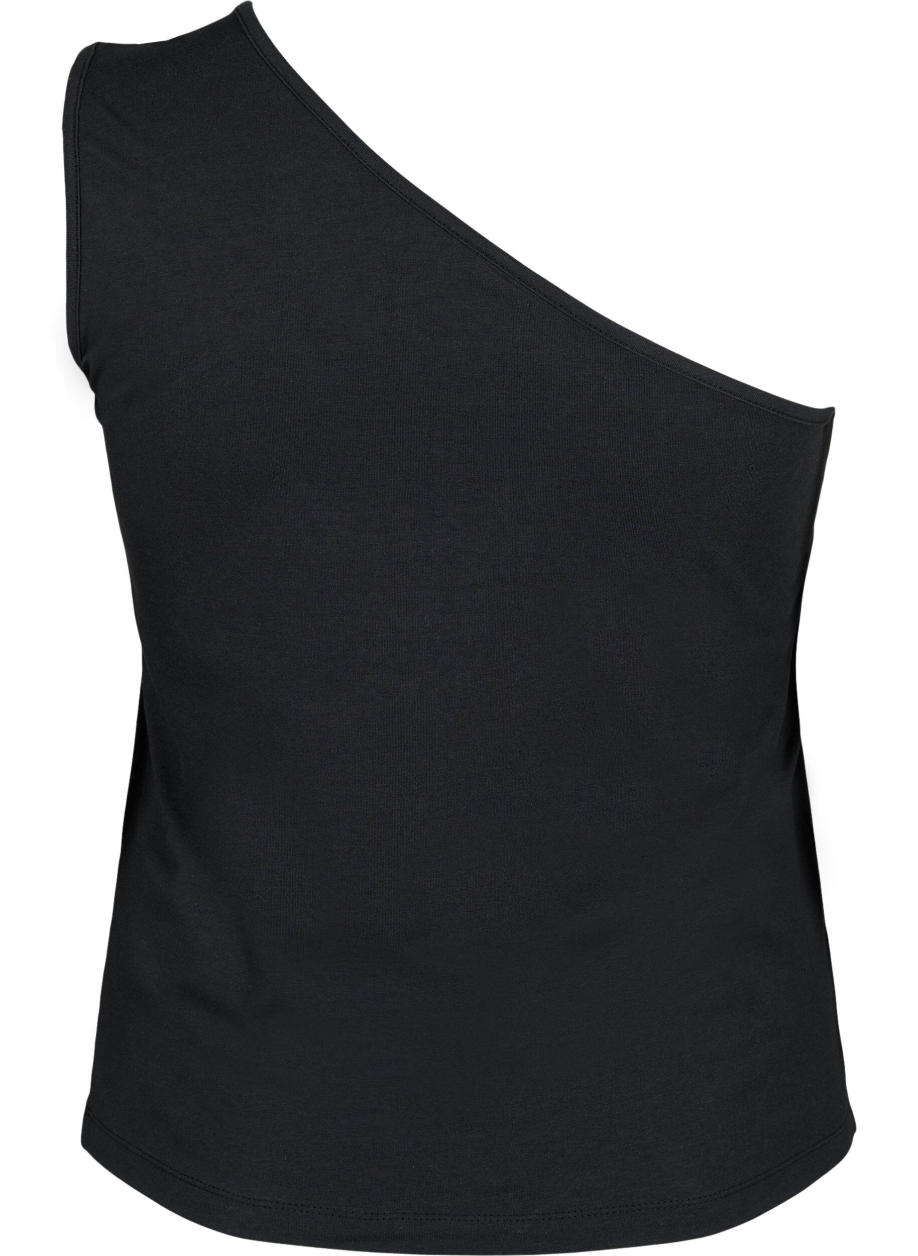 Zizzi Top asym&eacute;trique avec rose, Black, Packshot image number 1
