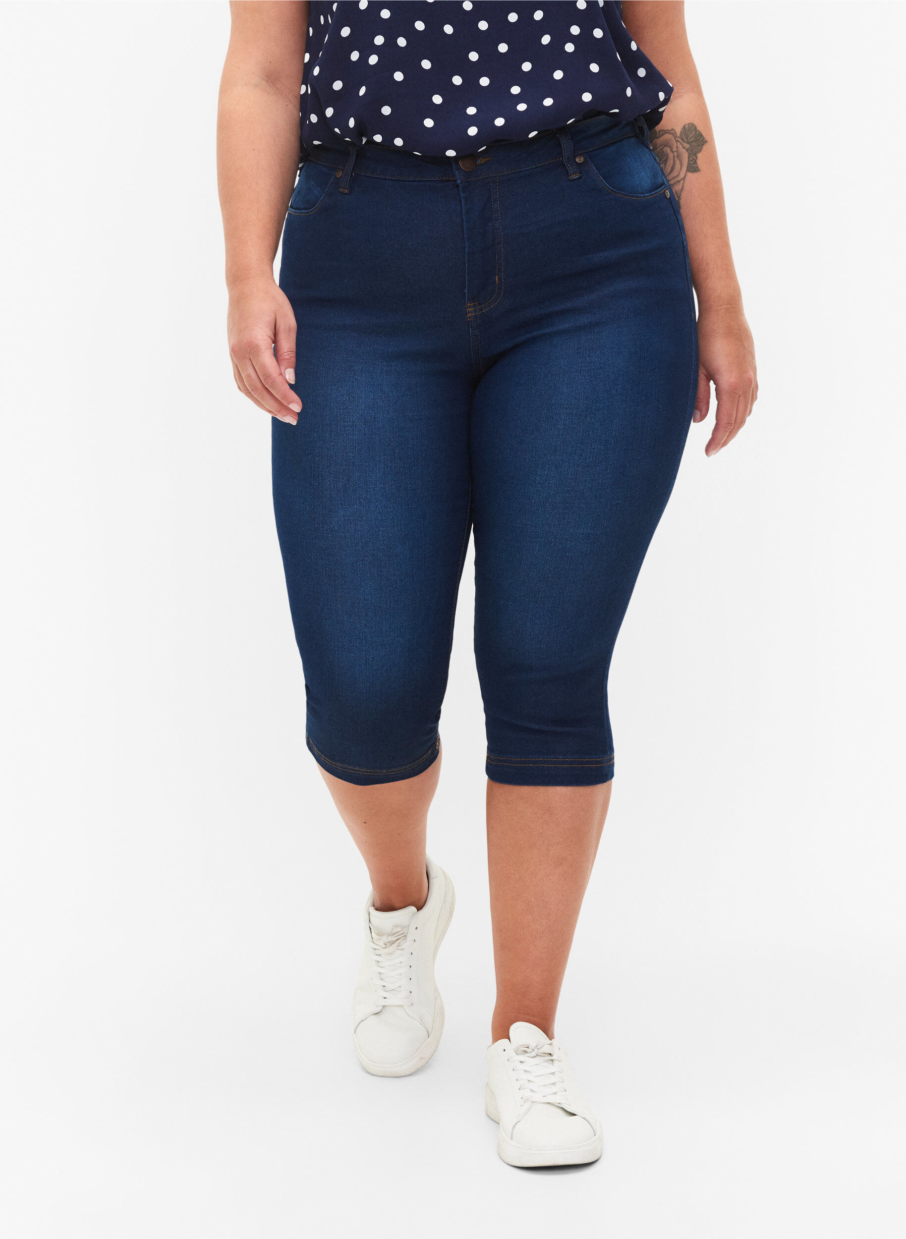 ZizziJean capri Amy &agrave; taille haute et coupe super slim, Bleu, Model image number 3