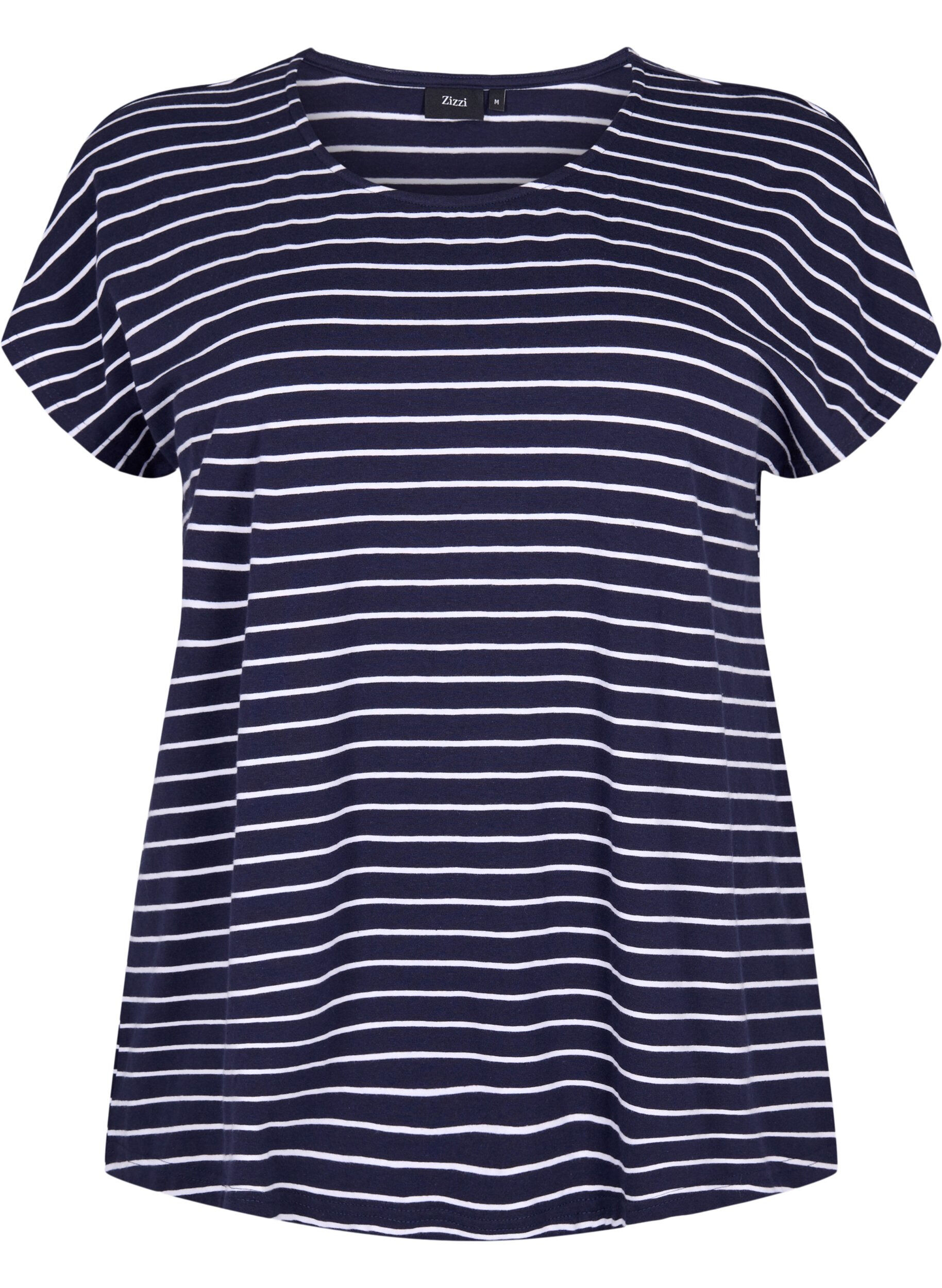Zizzi T-shirt en coton &agrave; rayures, Night Sky W. Stripe, Packshot image number 0