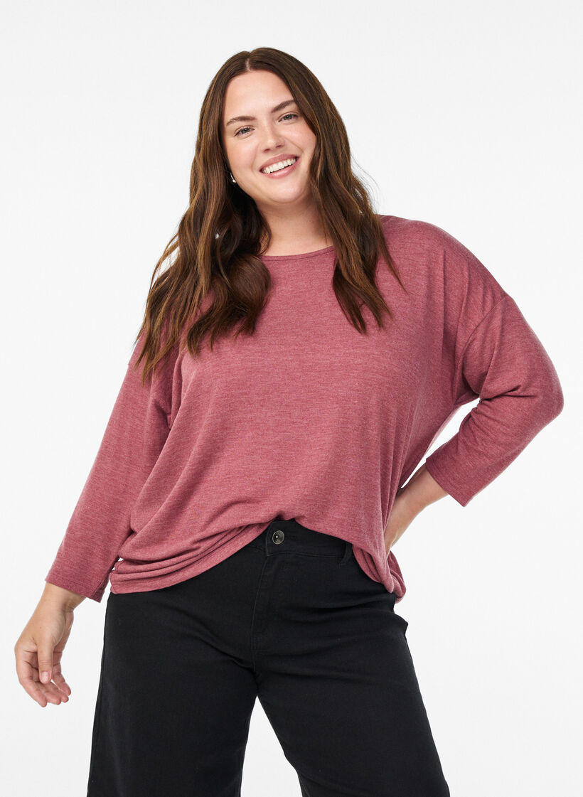 FLASH &ndash; Blouse en jersey avec manches 3/4, Rose poudr&eacute;e, Model image number 0