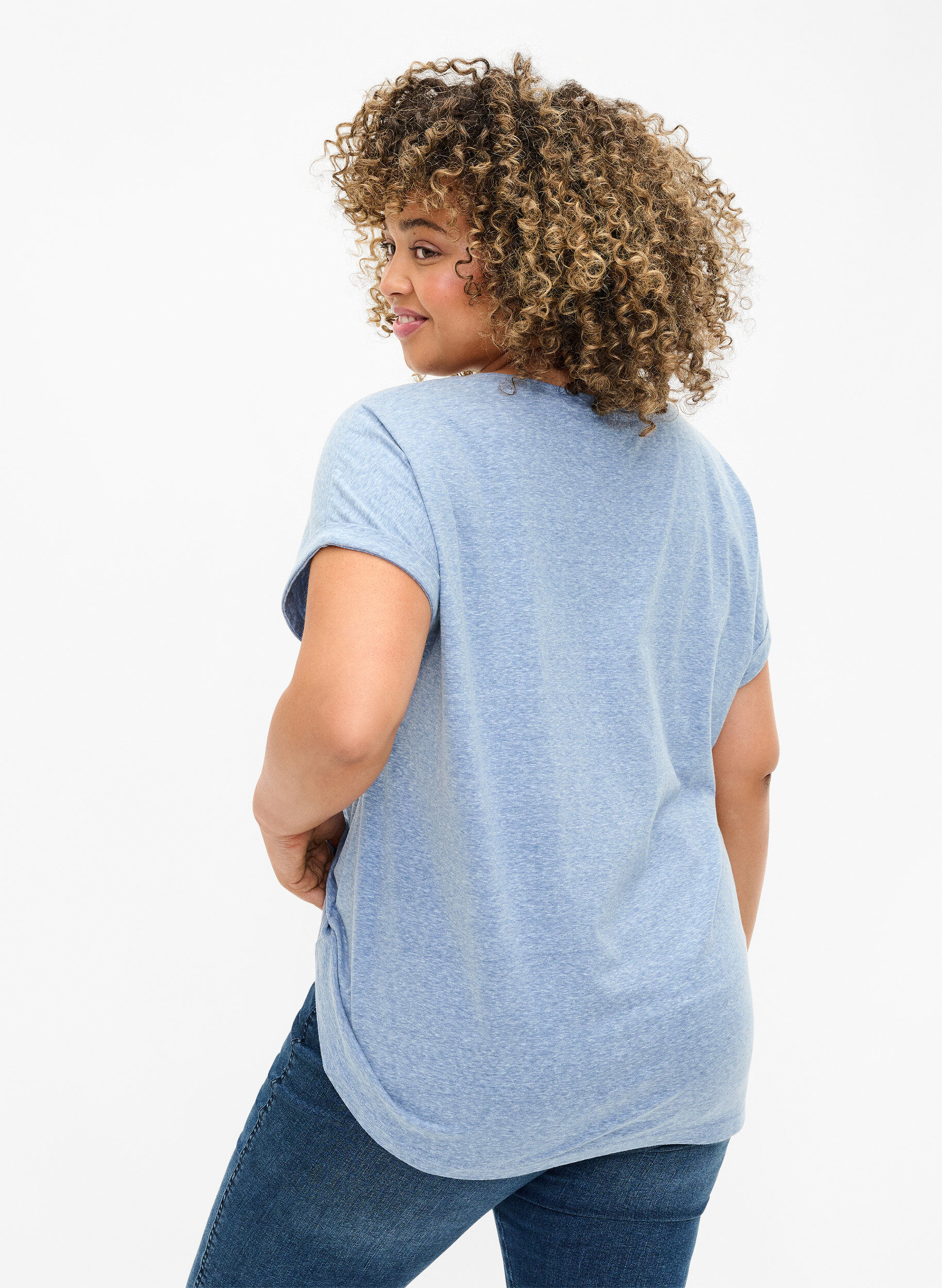 ZizziT-shirt m&eacute;lang&eacute; &agrave; manches courtes, Bleu, Model image number 2