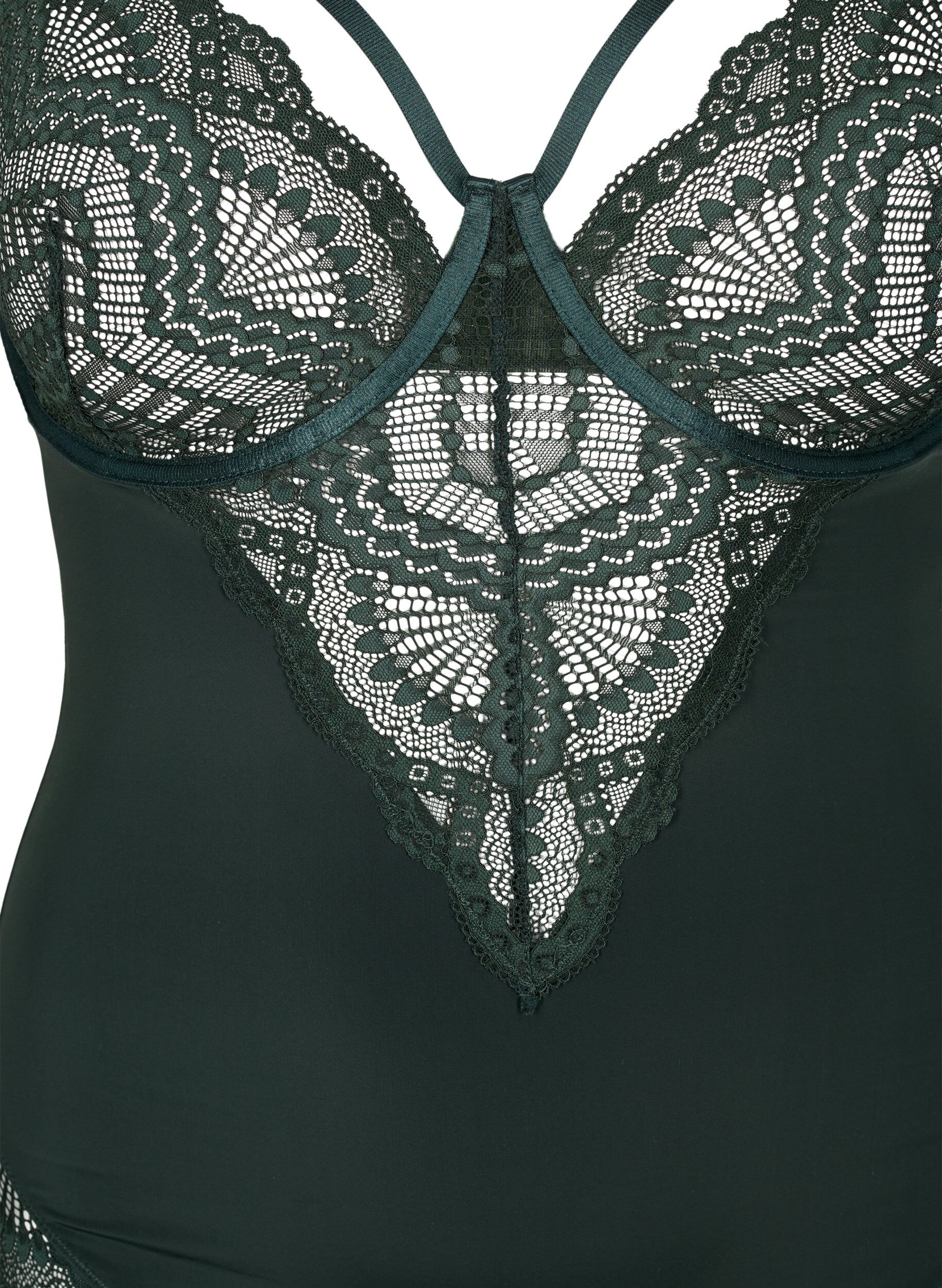 Zizzi Bodystocking avec armatures et d&eacute;tail de cordon, Scarab, Packshot image number 2