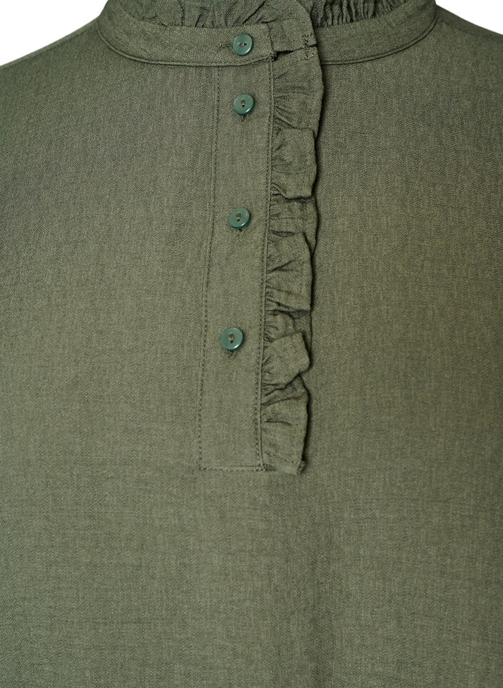 Tunique en viscose avec volants et boutons, Vert, Packshot image number 2