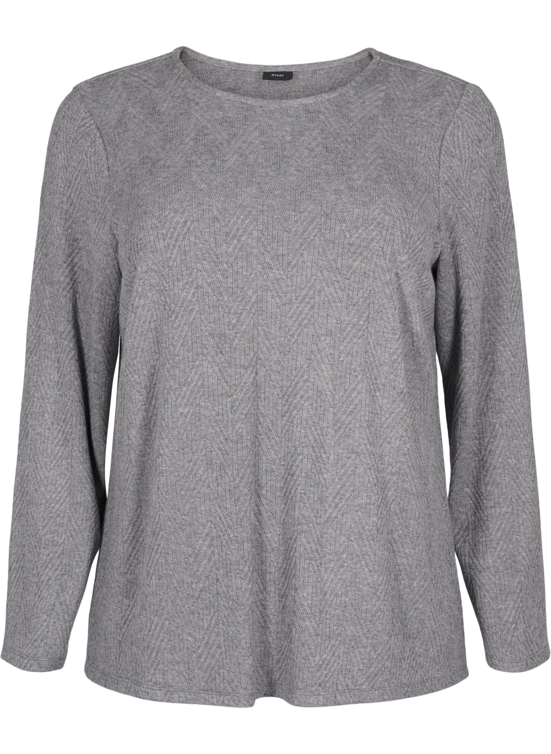 Zizzi Chemisier &agrave; motifs et manches longues, Gris, Packshot image number 0