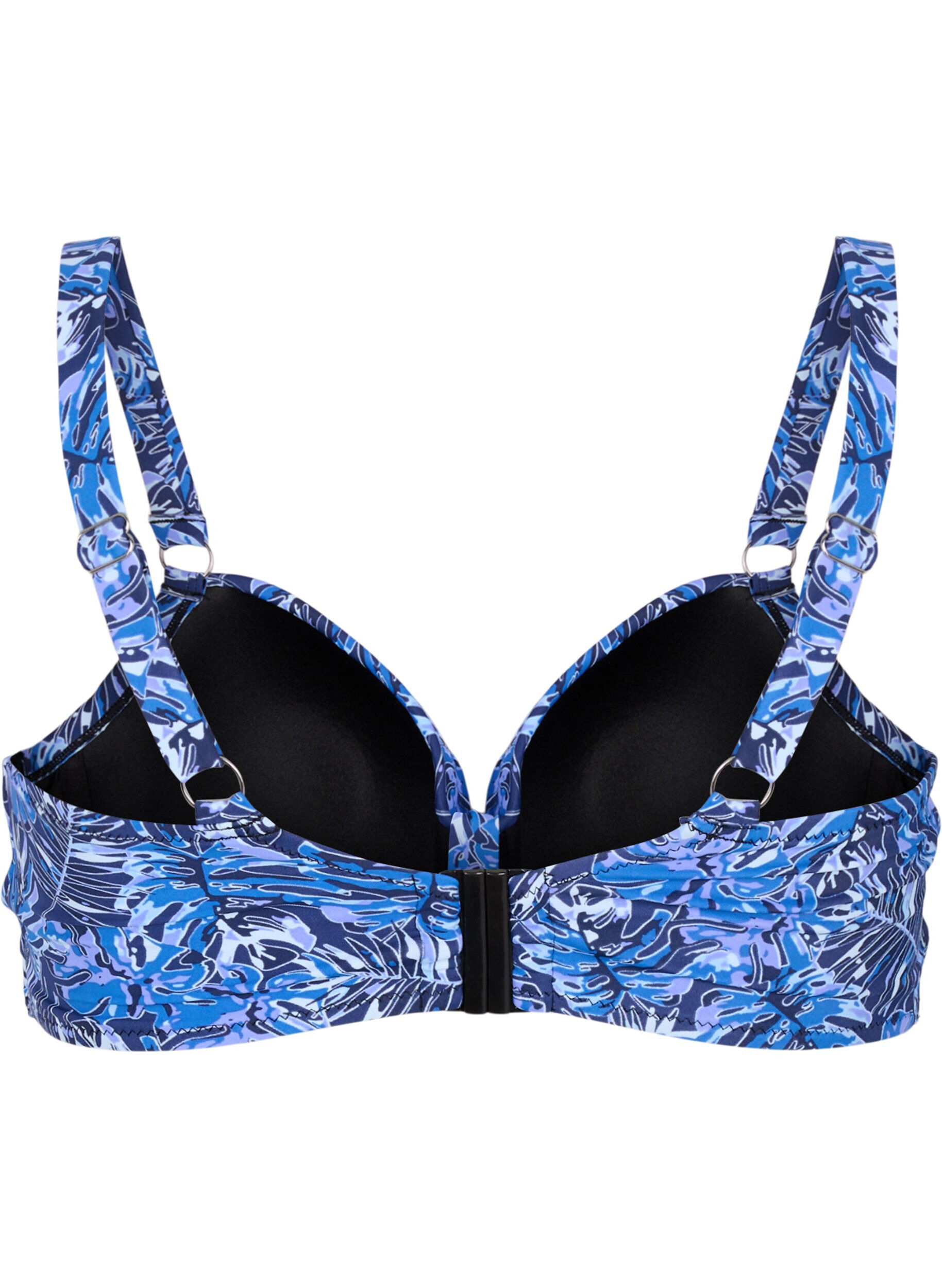 ZizziHaut de bikini avec armatures et imprim&eacute;, Bleu, Packshot image number 1