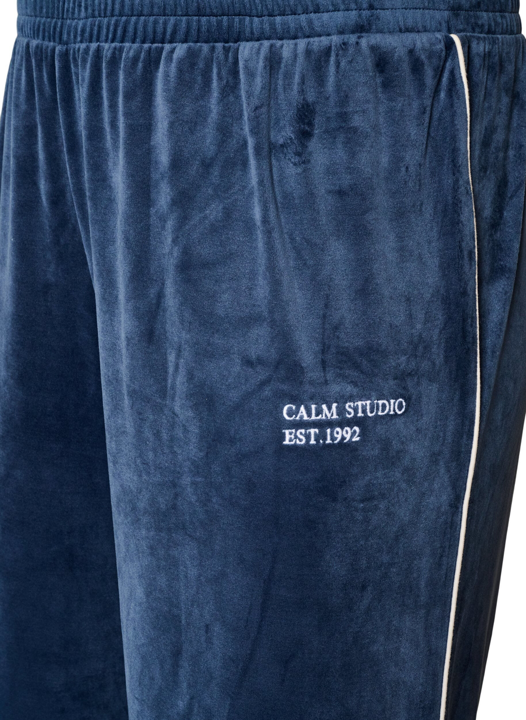 ZizziPantalon en velours avec passepoil contrastant, Bleu, Packshot image number 2