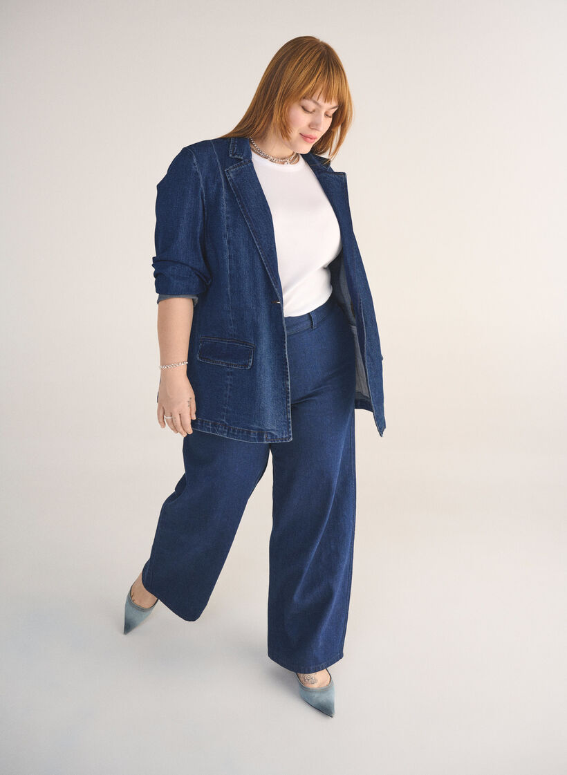 Jean large taille haute, Bleu, Image image number 0