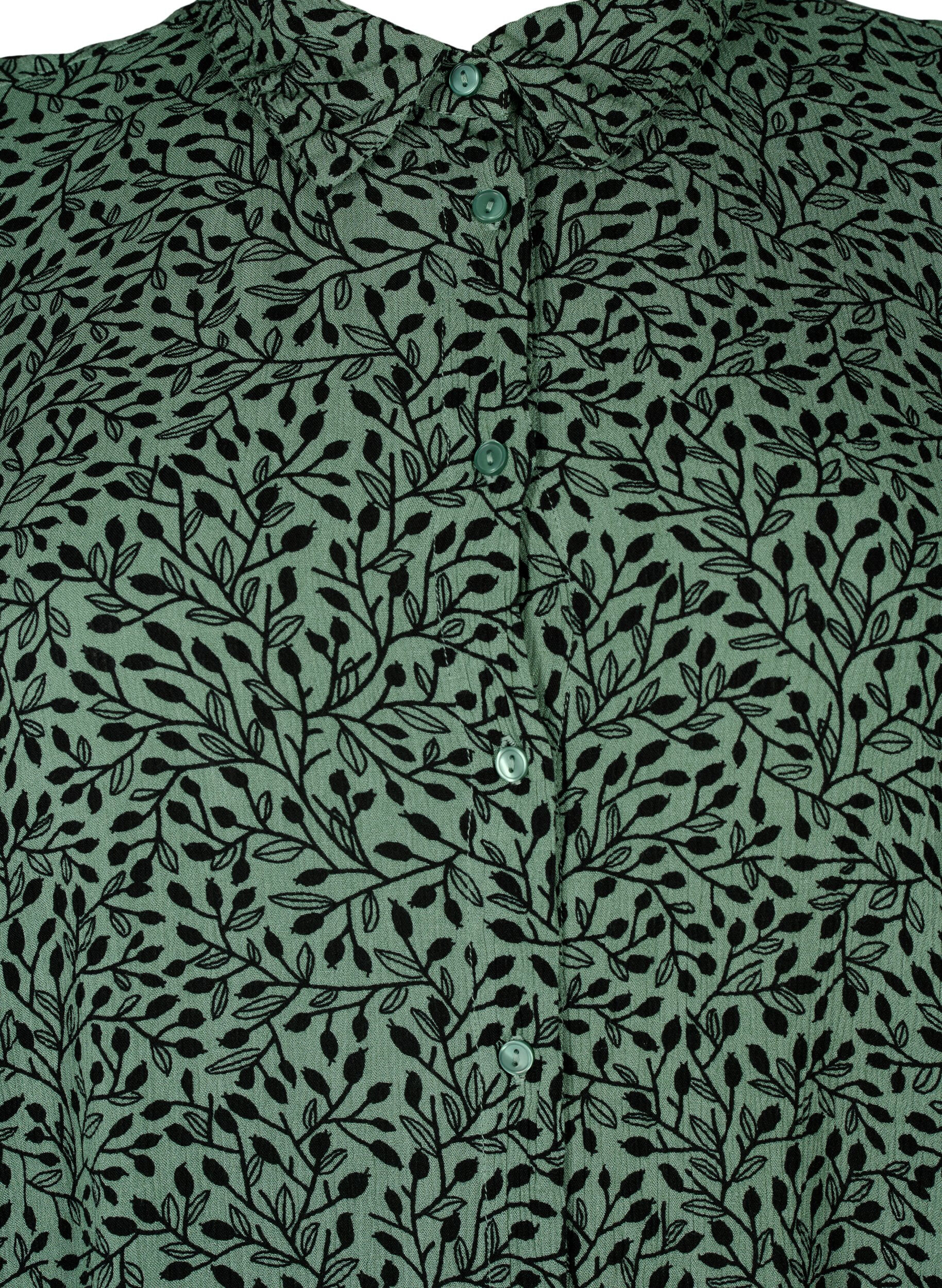 Zizzi Chemise longue imprim&eacute;e en viscose, Green AOP, Packshot image number 2