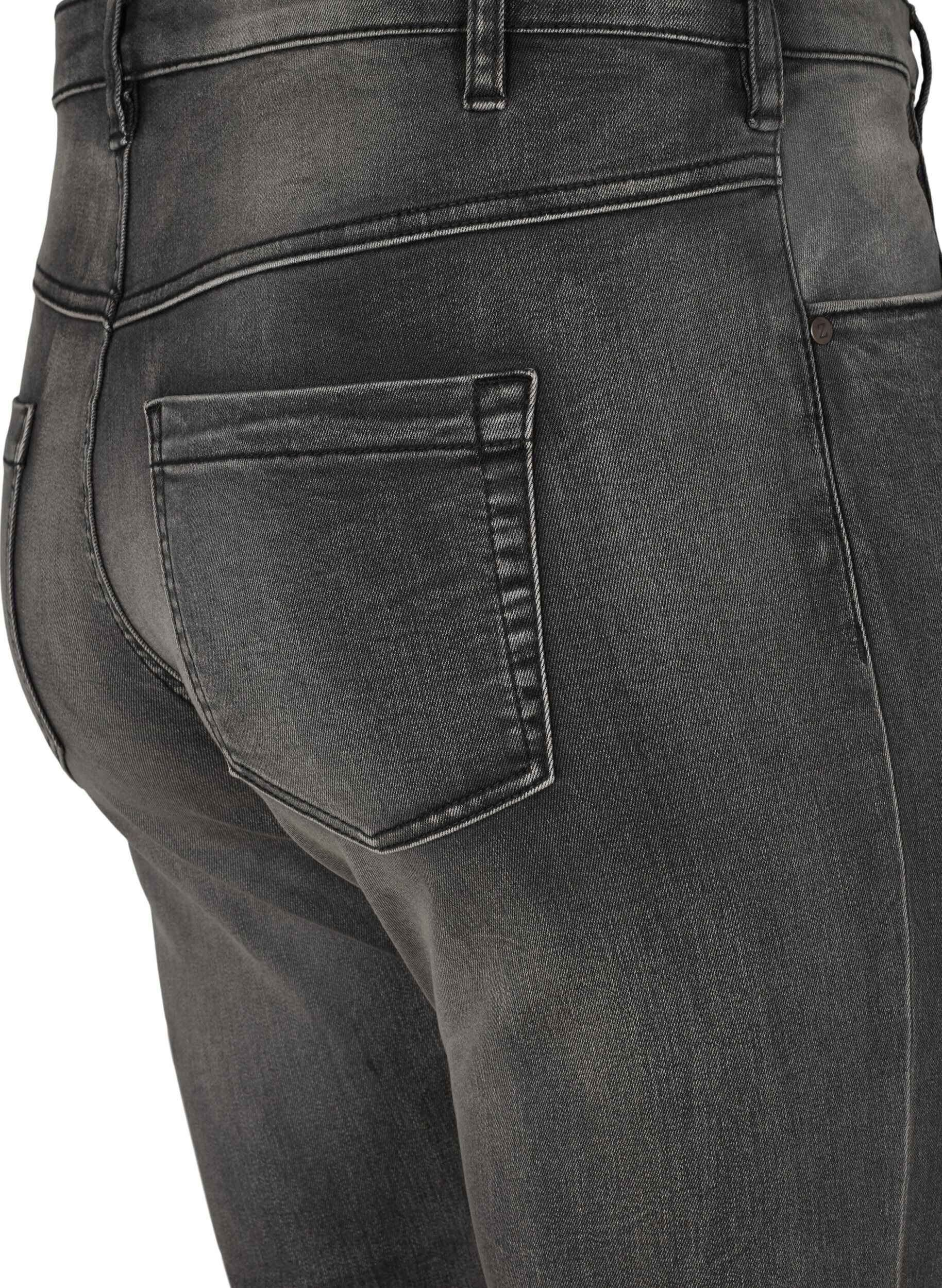 Zizzi Jeans Emily Slim fit &agrave; taille r&eacute;guli&egrave;re, Gris anthracite, Packshot image number 3