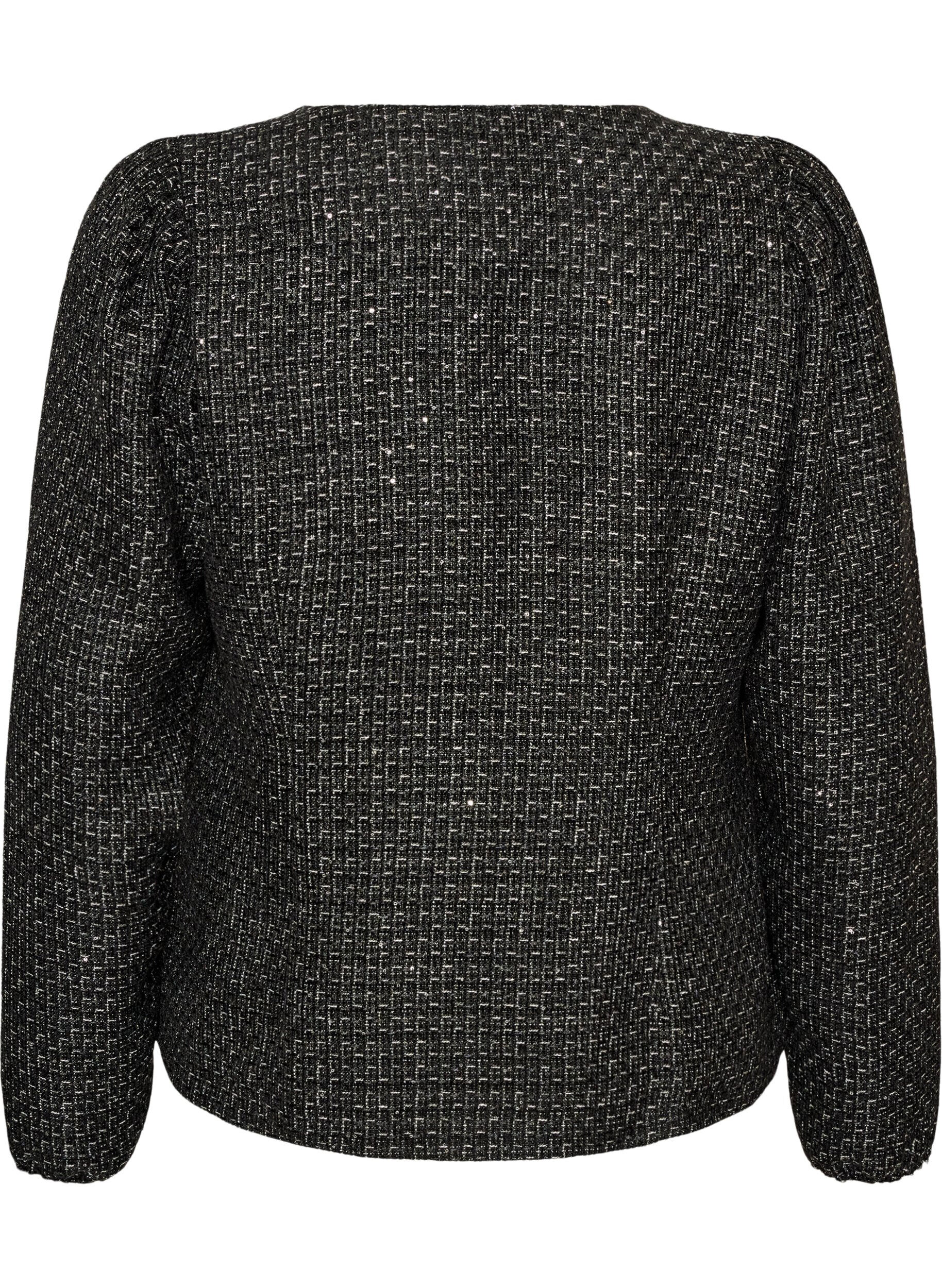 ZizziVeste boucl&eacute;e avec sequins et boutons d&eacute;coratifs, Noir, Packshot image number 1