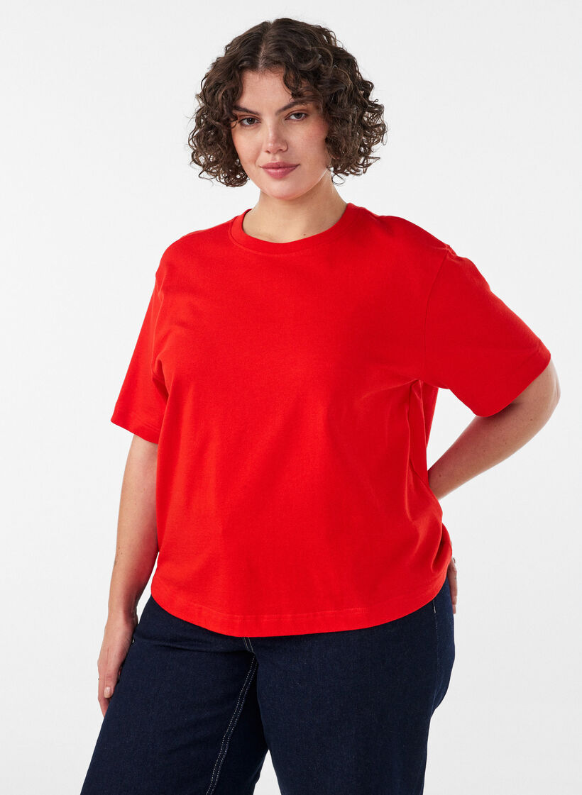T-shirt coupe boxy en coton, 0942, Model image number 0