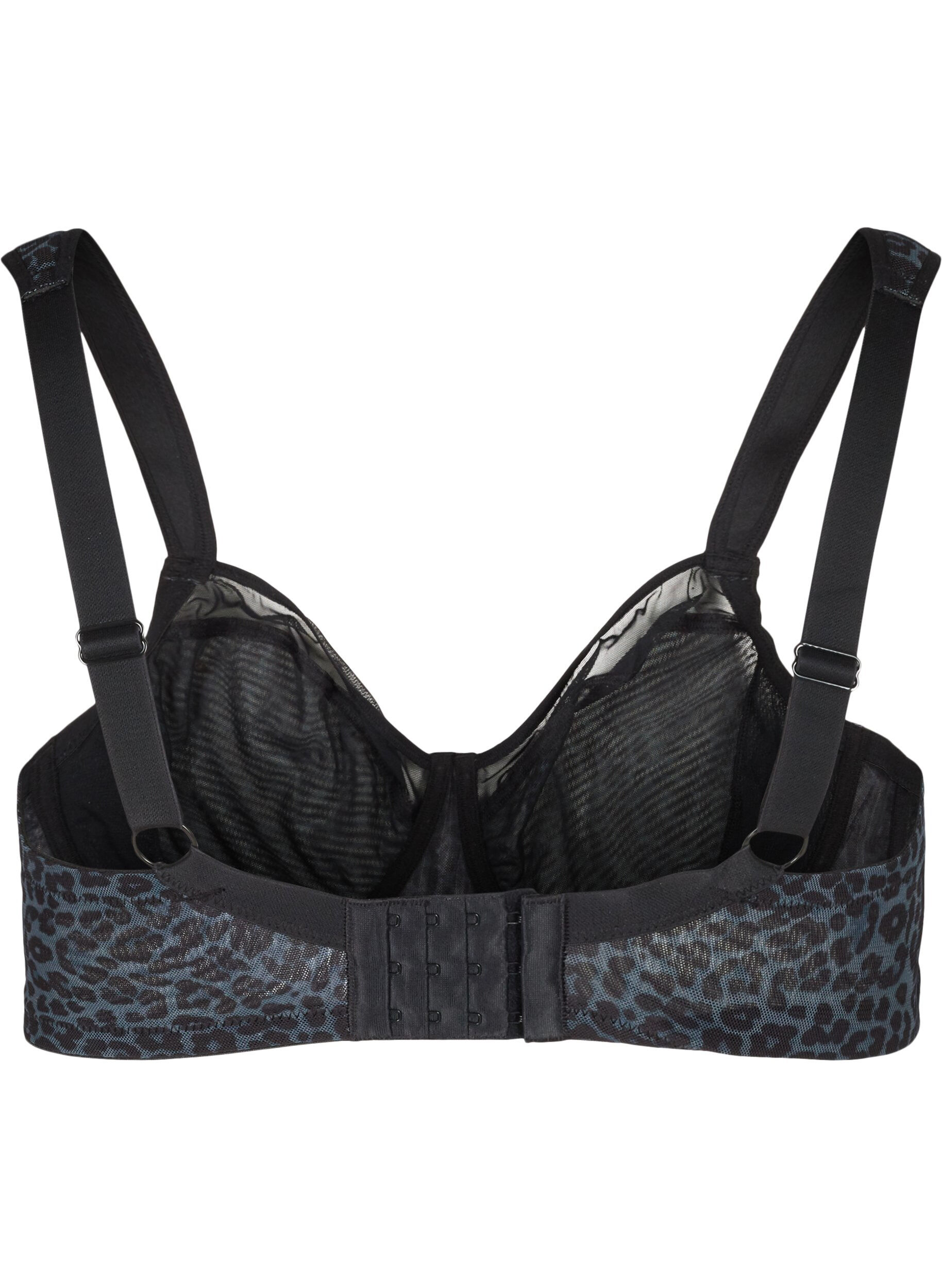 Zizzi Soutien-gorge &agrave; imprim&eacute; floral et r&eacute;sille, Grey Leopard, Packshot image number 1