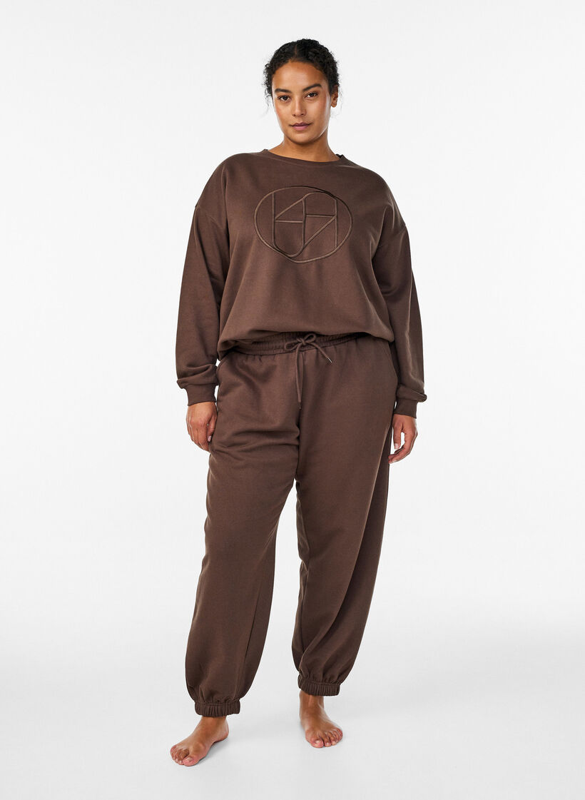 Sweatshirt avec motif, Marron, Model image number 1