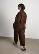 Jean barrel avec taille haute et ceinture &eacute;lastique, Marron, Model image number 1