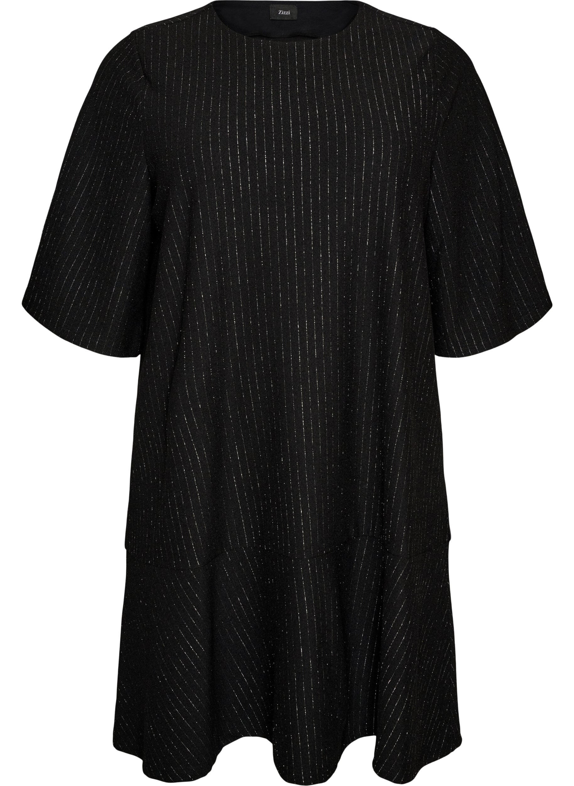 ZizziRobe courte coupe &eacute;vas&eacute;e avec des rayures paillet&eacute;es, Noir, Packshot image number 0