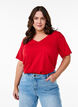 T-shirt basique &agrave; manches courtes avec col en V, Rouge, Model image number 0