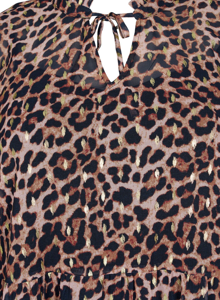 Tunique imprimé léopard et lurex, Leopard AOP, Packshot image number 2