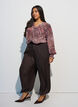Pantalon ballon textur&eacute; avec ceinture &eacute;lastique, Marron, Model image number 0