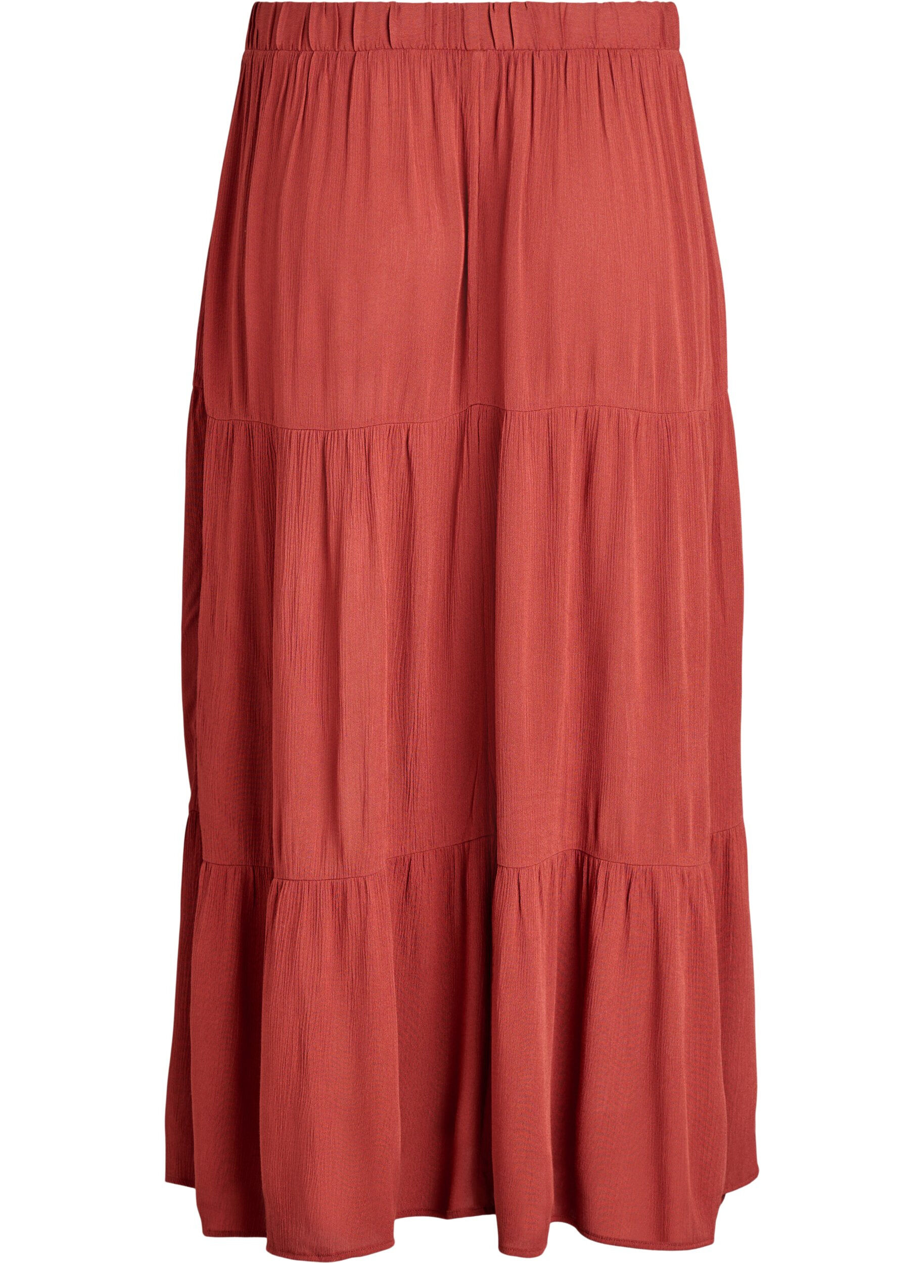 ZizziJupe longue &agrave; taille &eacute;lastiqu&eacute;e, Rouge, Packshot image number 1