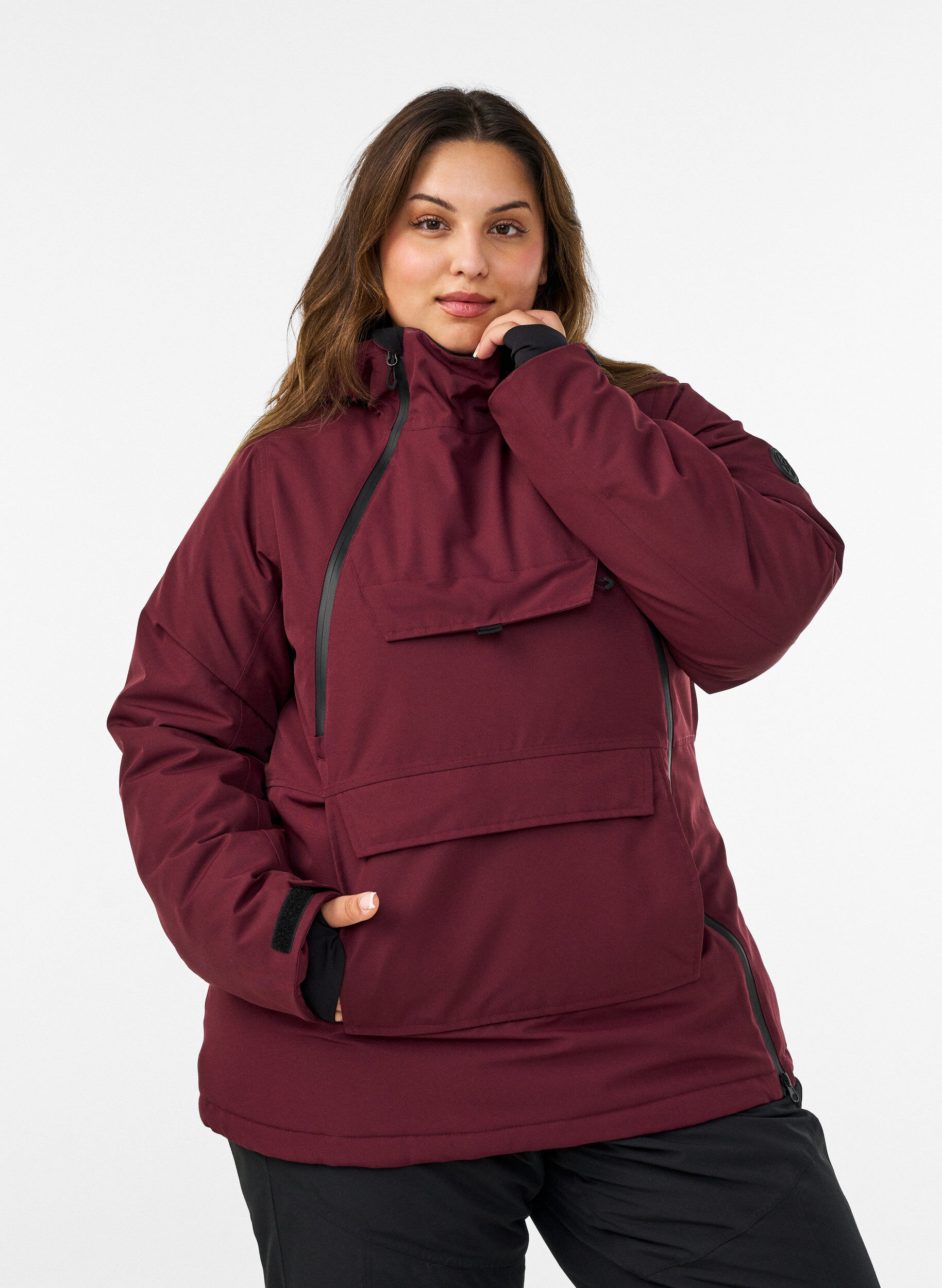 Anorak de ski fonctionnel avec capuche, Bordeaux, Model