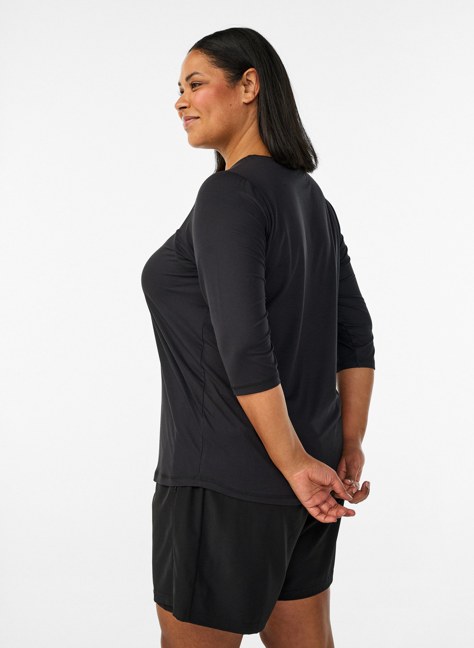 ZizziBlouse d'entra&icirc;nement &agrave; manches 3/4, Noir, Model image number 2