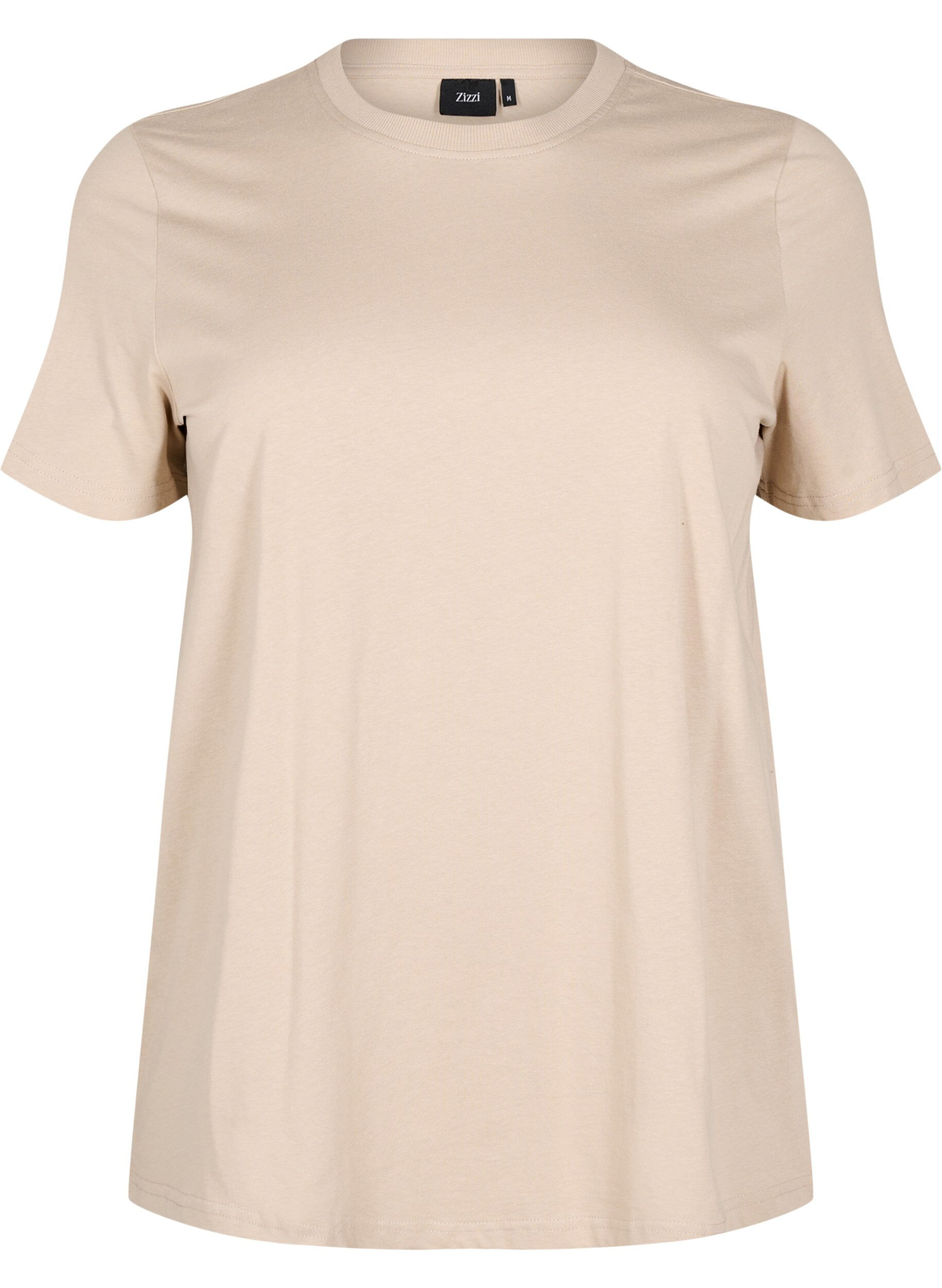 ZizziT-shirt basique en coton &agrave; col rond, Beige, Packshot image number 0